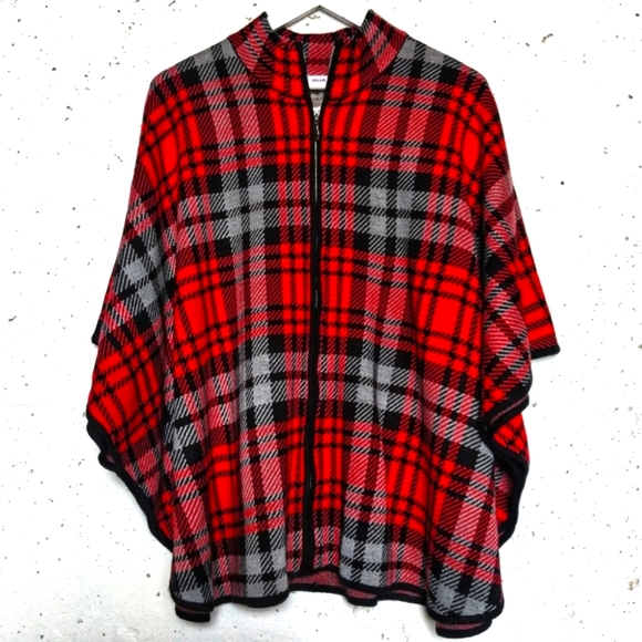 Red and Black Plaid Cape/Poncho - Picture 2 of 5